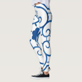 Blauw en wit Azulejos Tegel  Patroon Leggings (Links)