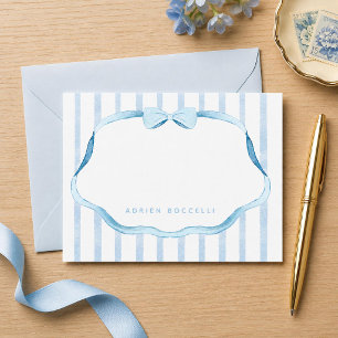 Blauw en wit baby jongen briefpapier notitiekaartje