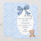 Blauw en wit baby jongens douche toile kaart (Voorkant / Achterkant)