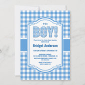 Blauw en wit Baby shower met buffels Kaart (Voorkant)