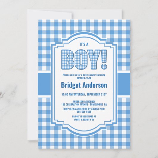 Blauw en wit Baby shower met buffels Kaart (Voorkant)