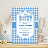 Blauw en wit Baby shower met buffels Kaart
