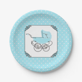 Blauw en wit Baby shower papier Bord