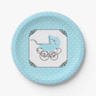Blauw en wit Baby shower papier Bord