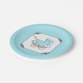 Blauw en wit Baby shower papier Bord (Gekanteld)