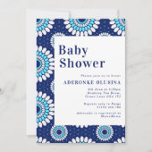 Blauw en wit Baby shower voor afdruk in Afrikaanse Kaart (Voorkant)