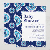 Blauw en wit Baby shower voor afdruk in Afrikaanse Kaart (Voorkant / Achterkant)