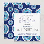 Blauw en wit Baby shower voor afdruk in Afrikaanse Kaart (Voorkant / Achterkant)