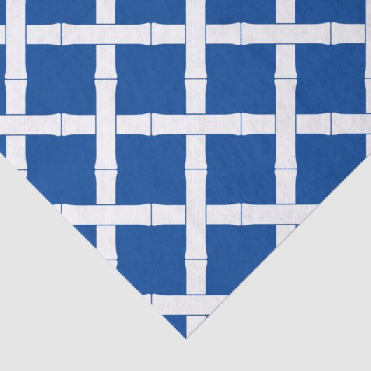 Blauw en wit Bamboo Trellis Pattern Tissuepapier (Detail)