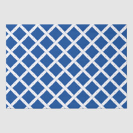 Blauw en wit Bamboo Trellis Pattern Tissuepapier