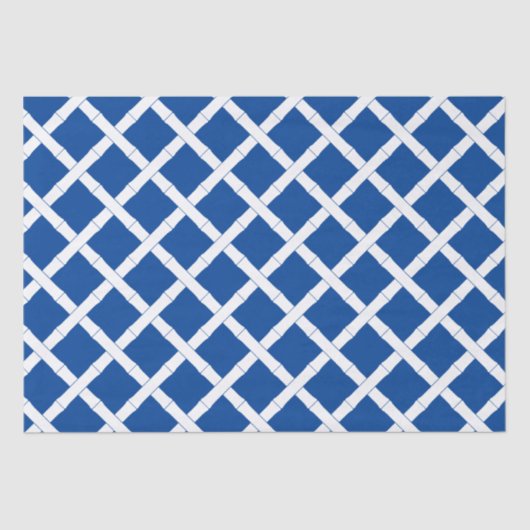 Blauw en wit Bamboo Trellis Pattern Tissuepapier (Voorkant)