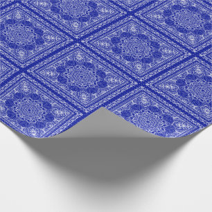 blauw en wit bandaanpatroon cadeaupapier