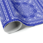 Blauw en wit Bandanna Design Cadeaupapier (Rol Hoek)