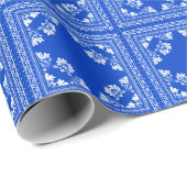 Blauw en wit bandanna-ontwerp cadeaupapier (Rol Hoek)