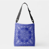 blauw en wit bandanna ontwerp crossbody tas (Voorkant)