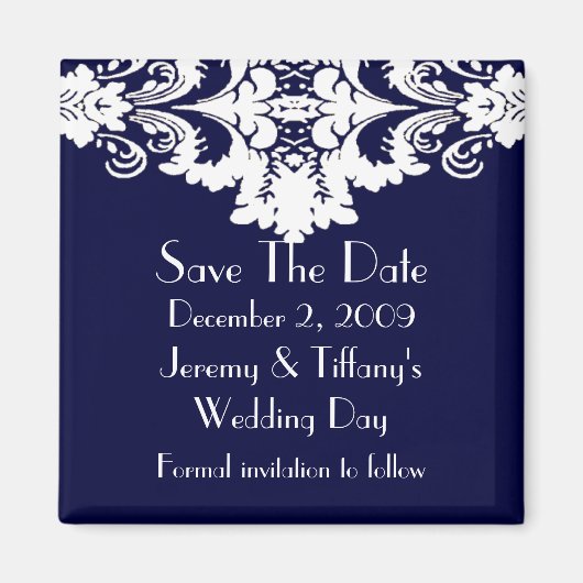 Blauw en wit Barok Save the Date Magnet (Voorkant)