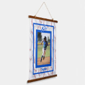 Blauw en wit Baseball Foto's Hanging Tapestry Hangend Wandkleed (Gebogen)