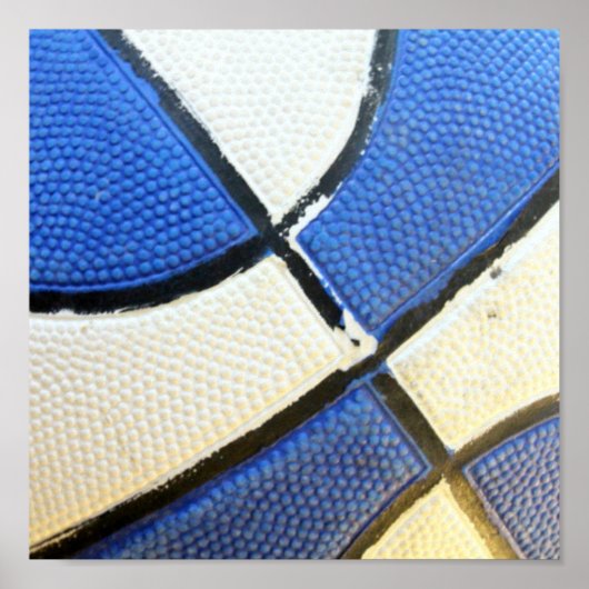 Blauw en wit Basketball Poster (Voorkant)