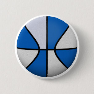Blauw en wit Basketball: Ronde Button 5,7 Cm