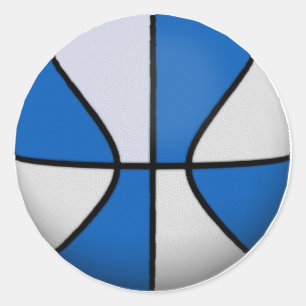 Blauw en wit Basketball: Ronde Sticker