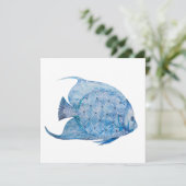 Blauw en wit Batik Angelfish Square Kaart (Staand voorkant)