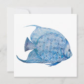 Blauw en wit Batik Angelfish Square Kaart (Voorkant)