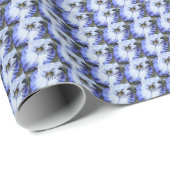 Blauw en wit Bearded Iris Bloemen Patroon Cadeaupapier (Rol Hoek)