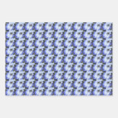 Blauw en wit Bearded Iris Bloemen Patroon Inpakpapier Vel (Voorkant)