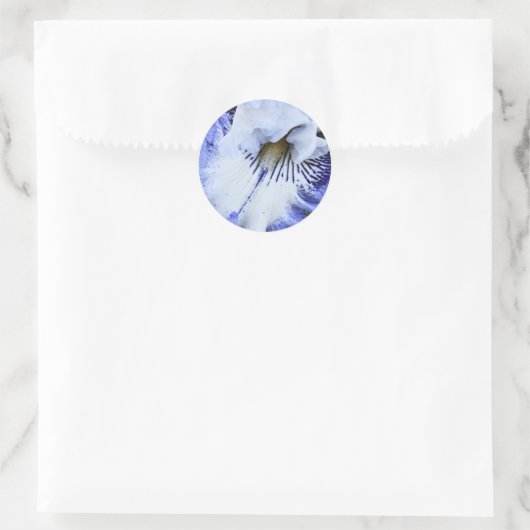 Blauw en wit Bearded Iris Floral Ronde Sticker (Tas)