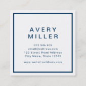 Blauw en wit bedrijf Modern Professional Vierkante Visitekaartje (Achterkant)