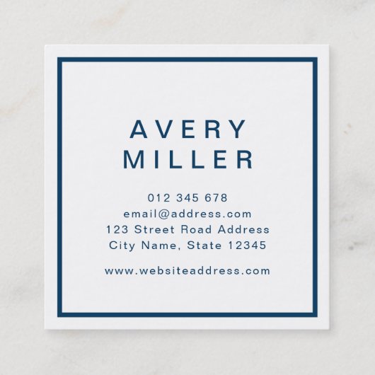 Blauw en wit bedrijf Modern Professional Vierkante Visitekaartje (Achterkant)