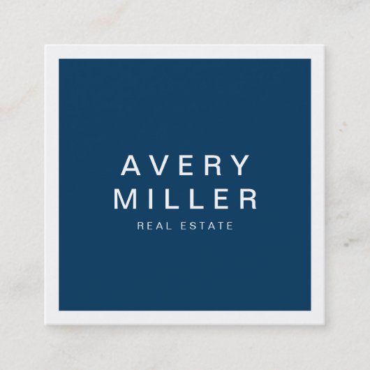 Blauw en wit bedrijf Modern Professional Vierkante Visitekaartje (Voorkant)