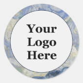 blauw en wit bedrijf uw Logo hier Ronde Sticker (Voorkant)