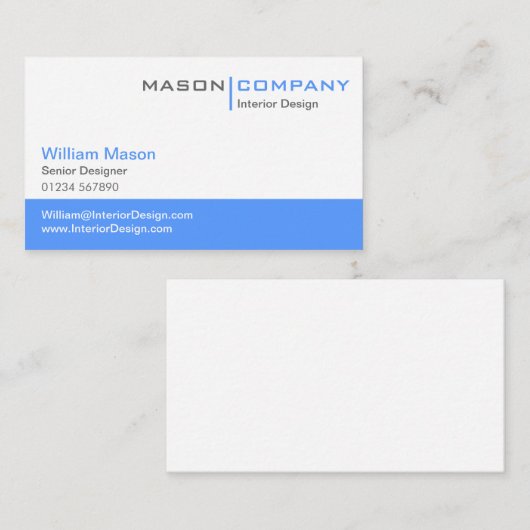 Blauw en wit bedrijfsVisitekaartje Visitekaartje (Voorkant / Achterkant)