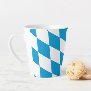 Blauw en Wit Beieren Diamant Vlag Patroon Latte Mok
