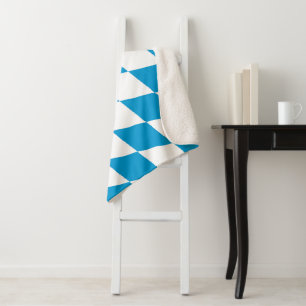 Blauw en Wit Beieren Diamant Vlag Patroon Sherpa Deken