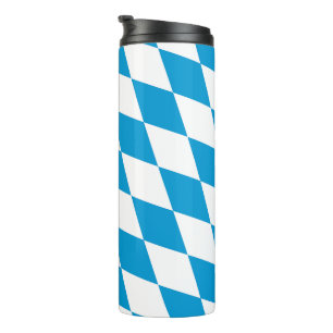 Blauw en Wit Beieren Diamant Vlag Patroon Thermosbeker