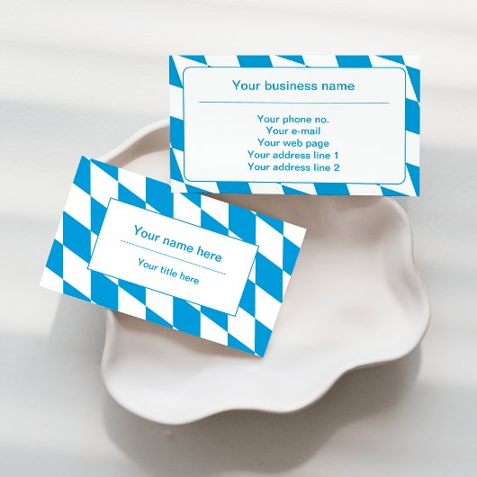 Blauw en wit Beierse vlagpatroon Visitekaartje