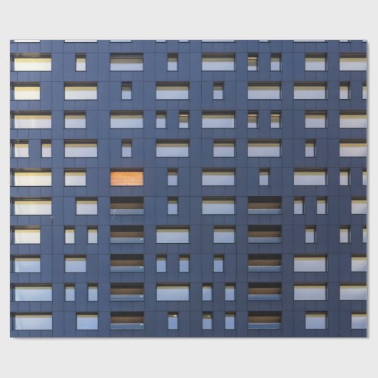 Blauw en wit betongebouw cadeaupapier (Vlak)