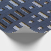 Blauw en wit betongebouw cadeaupapier (Hoek)