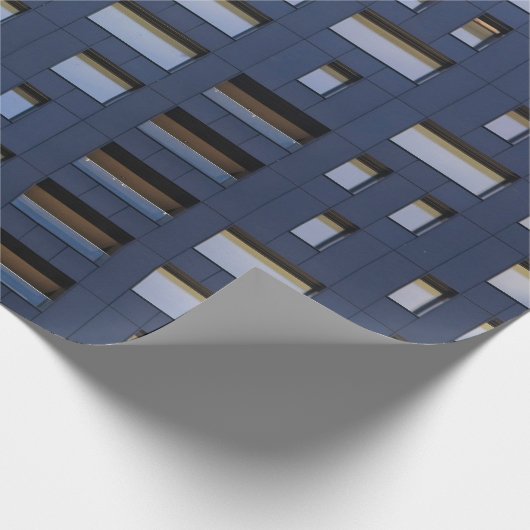 Blauw en wit betongebouw cadeaupapier (Hoek)