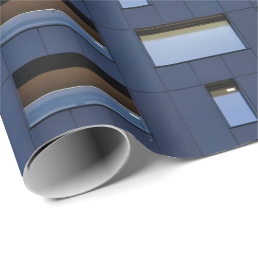 Blauw en wit betongebouw cadeaupapier (Rol Hoek)