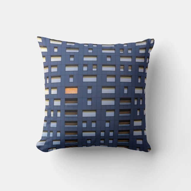 Blauw en wit betongebouw kussen (Voorkant)