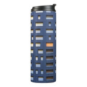 Blauw en wit betongebouw thermosbeker (Gedraaid links)