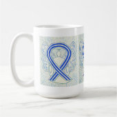 Blauw en wit bewustzijn Ribbon Angel Art Mok (Links)