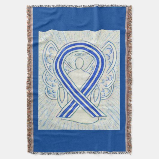 Blauw en wit bewustzijn Ribbon Angel Blanket Deken (Voorkant Verticaal)
