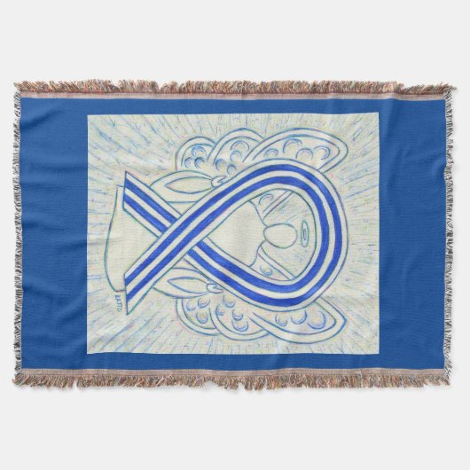Blauw en wit bewustzijn Ribbon Angel Blanket Deken (Voorkant)
