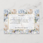 Blauw en wit bijtend Floral Gold Lijst Wit Informatiekaartje (Achterkant)