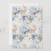 Blauw en wit bijtend Floral Gold Lijst Wit Kaart (Achterkant)