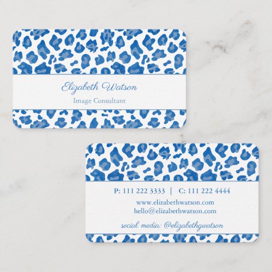 Blauw en wit blad afdrukken Persoonlijke lijst Visitekaartje (Voorkant / Achterkant)